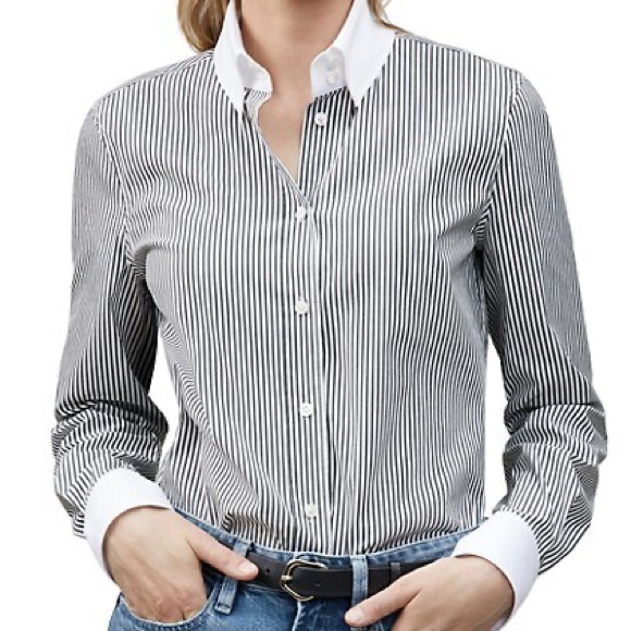 NWT Lafayette 148 NY Centennial Stripe Davitt Shirt - Picture 2 of 7